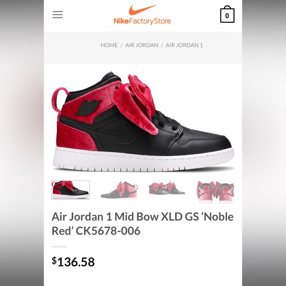 Air Jordan 1 Mid Bow XLD GS ‘Noble Red’